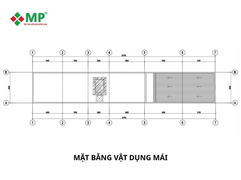 Ký hợp đồng cải tạo nhà phố 3 tầng kết hợp xưởng may ở Tân Phú 5 Bản vẽ kiến trúc mặt bằng phần mái của nhà anh Minh