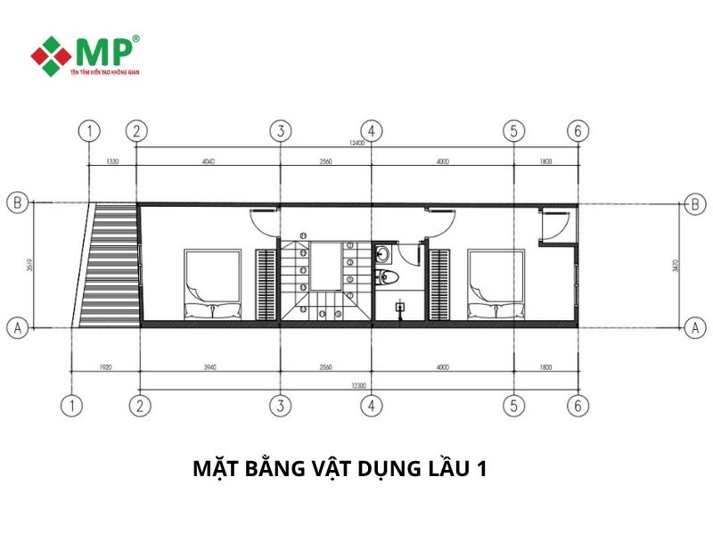 Ký hợp đồng sửa nhà trọn gói – Biến nhà cấp 4 cũ thành tổ ấm hiện đại 5 Bản vẽ thi công lầu 1 nhà anh Chinh